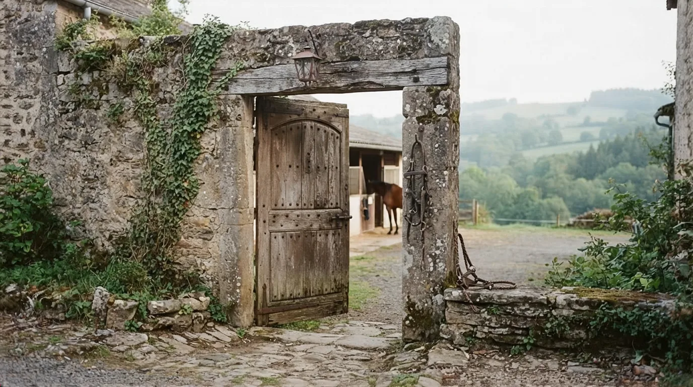 Entrée du Écurie de serres, centre équestre à Soumensac
